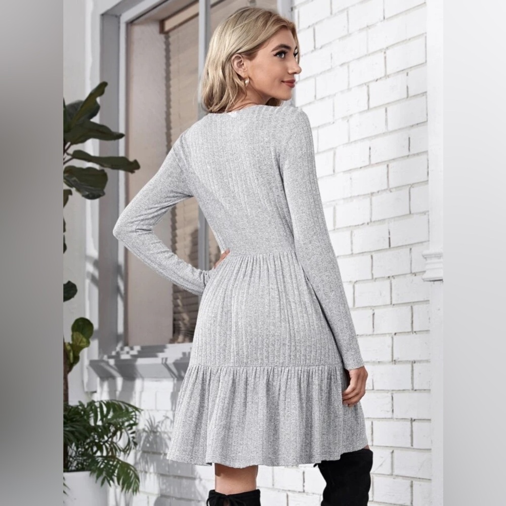 Ribbed Ruffle Hem Dress - Picture 2 of 2